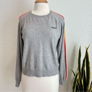 Cupcakes and Cashmere Gray "Bonjour" Sweater Size Small